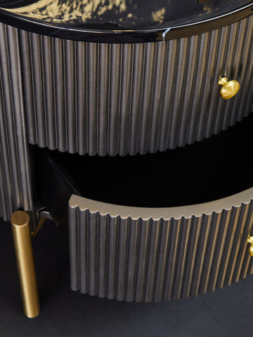 Dervio Grey Two Drawer Chest with Black Marble Top