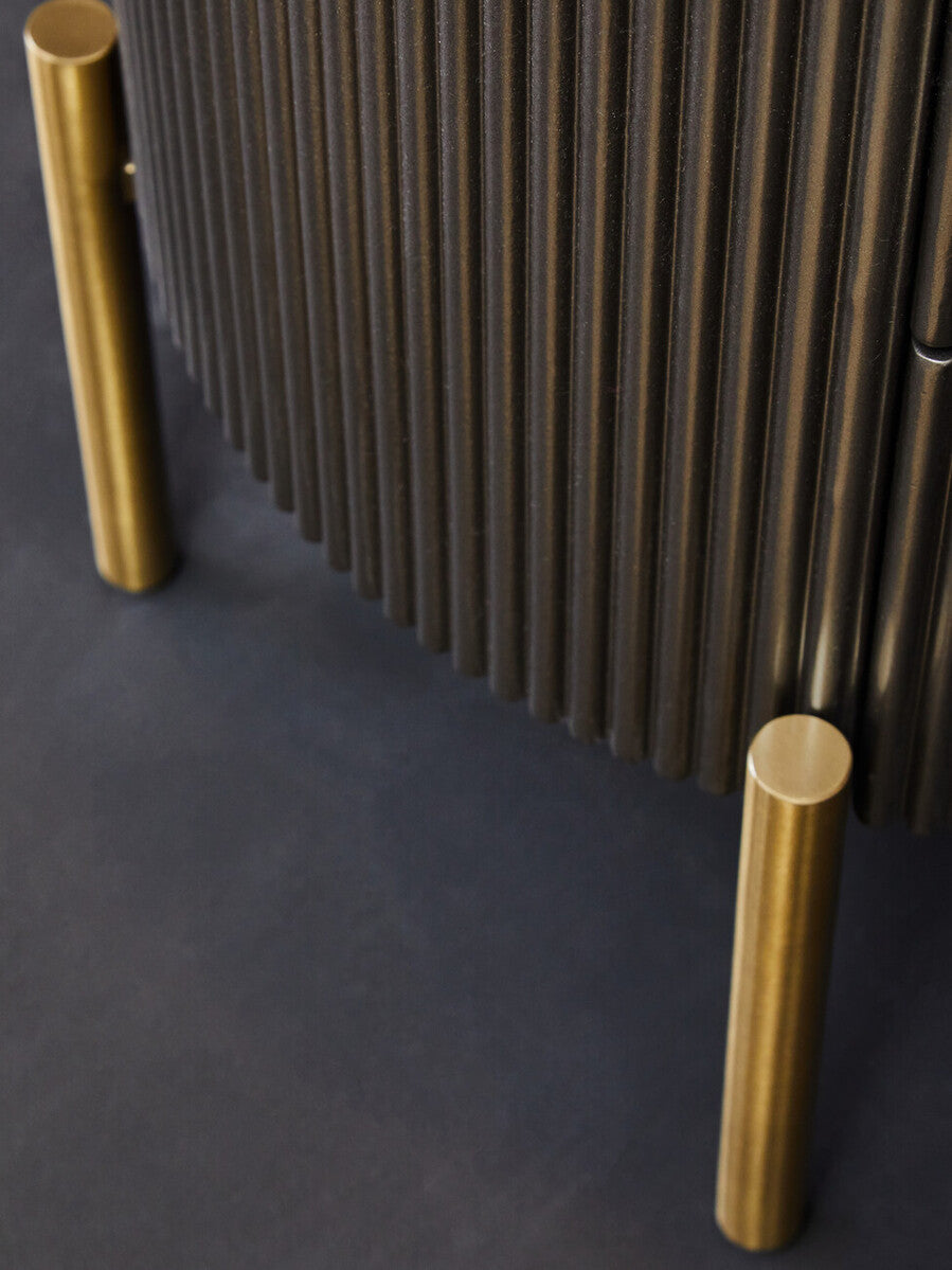 Dervio Grey Two Drawer Chest with Black Marble Top