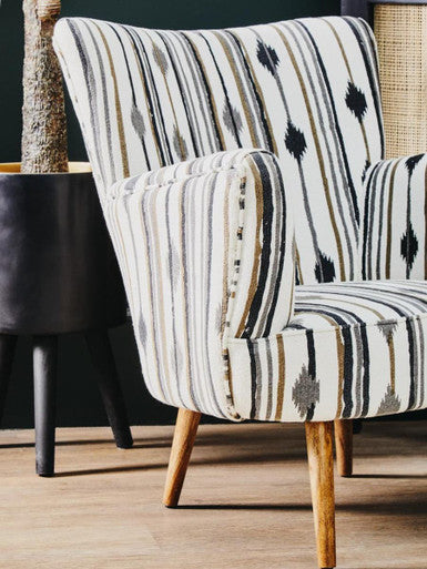 Cefena Black and White Chair With Flared Arms