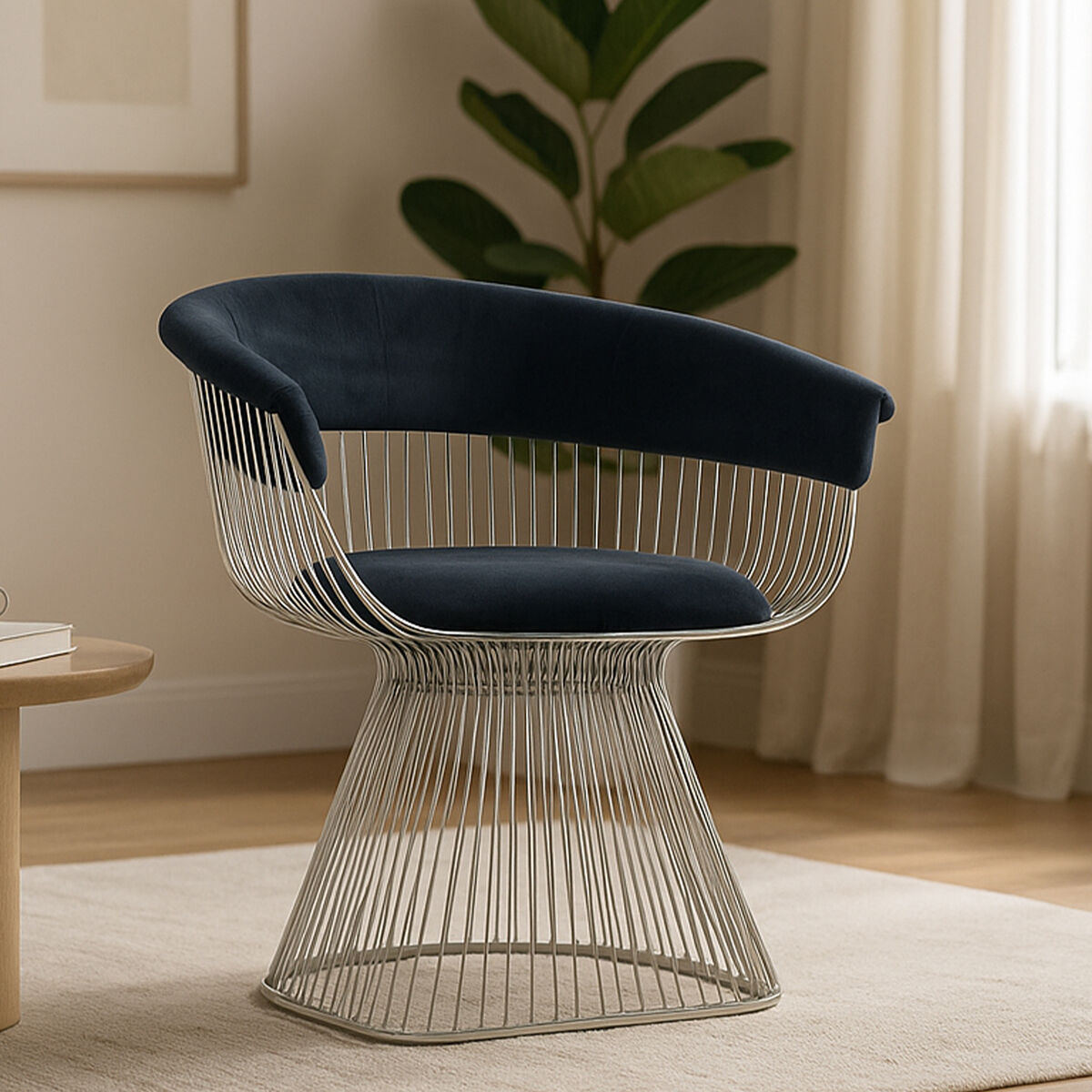 Vogue Black Velvet and Silver Frame Chair