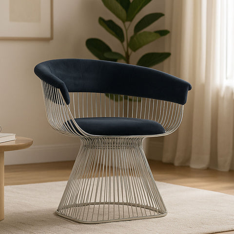 Vogue Black Velvet and Silver Frame Chair