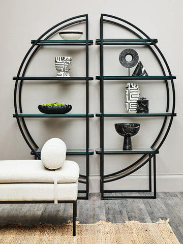 Vogue Right Half Moon Black Shelf Unit