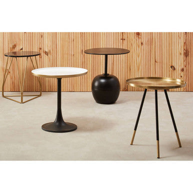 Corra White Marble Side Table With Column Base
