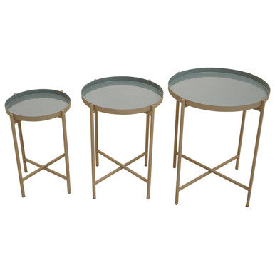 Corra Grey Enamel Top Set Of Three Side Tables