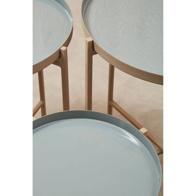 Corra Grey Enamel Top Set Of Three Side Tables