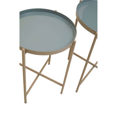 Corra Grey Enamel Top Set Of Three Side Tables