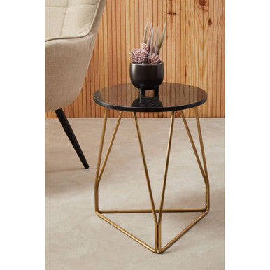 Corra Side Table With Black Marble Top