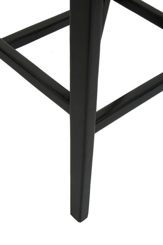 Kendari Black Leather and Teak Barstool