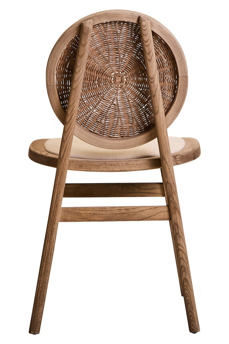 Cebu Beige Fabric and White Wash Elm Wood Dining Chair