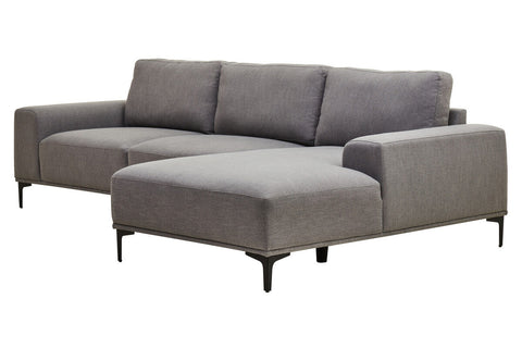 Toulon 3 Seat Grey Fabric Right Chaise Sofa