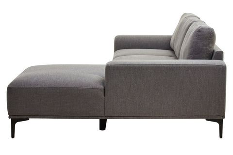 Toulon 3 Seat Grey Fabric Right Chaise Sofa