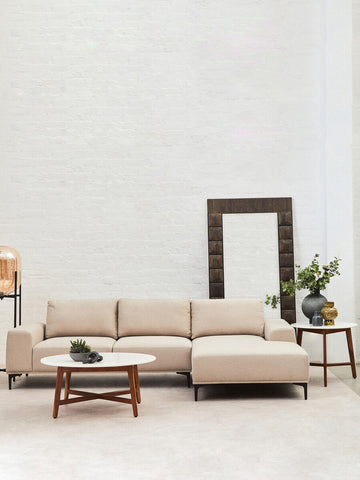 Toulon 3 Seat Grey Fabric Right Chaise Sofa