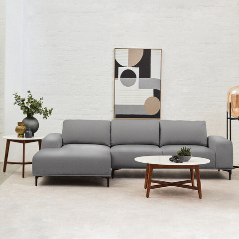 Toulon 3 Seat Grey Fabric Left Chaise Sofa