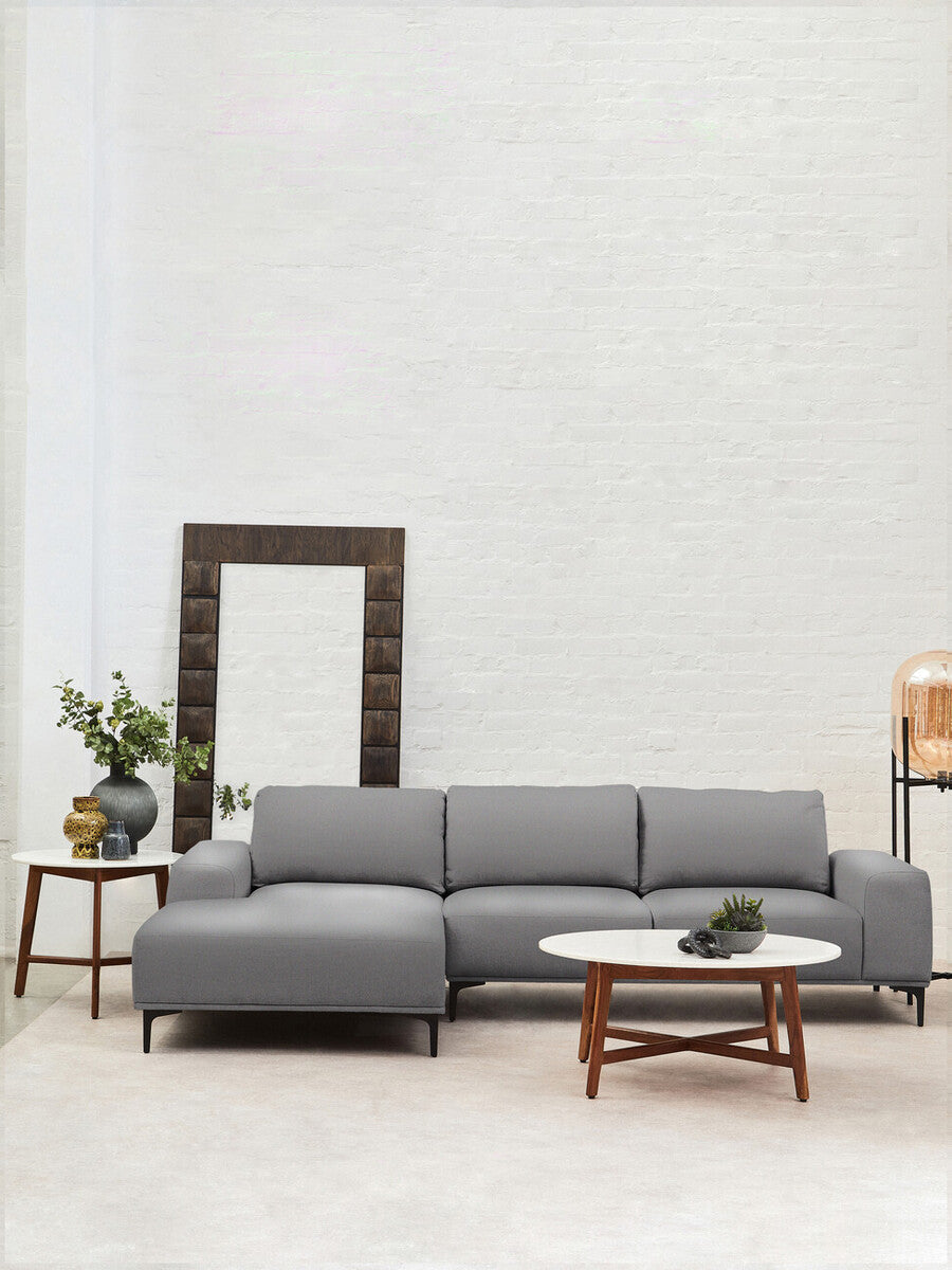Toulon 3 Seat Grey Fabric Left Chaise Sofa