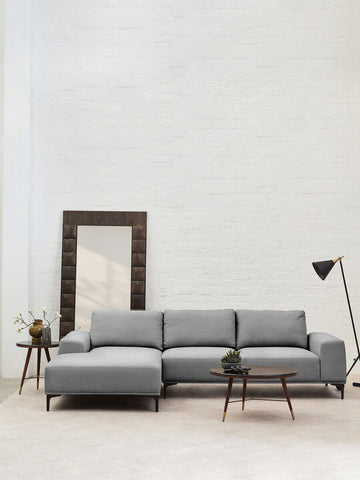 Toulon 3 Seat Grey Fabric Left Chaise Sofa