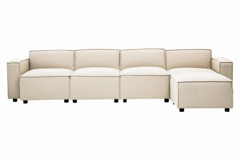 Toulouse Cream Fabric Armless Modular Sofa