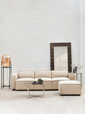 Toulouse Cream Fabric Armless Modular Sofa