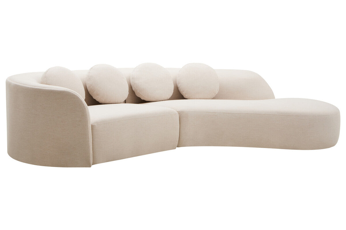 3 Seater Cream Linen Curved Sofa, Ovada