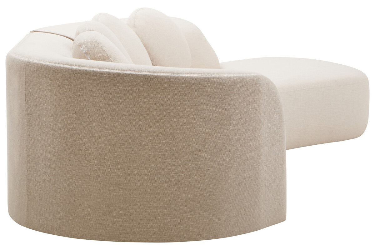 3 Seater Cream Linen Curved Sofa, Ovada