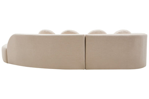 3 Seater Cream Linen Curved Sofa, Ovada
