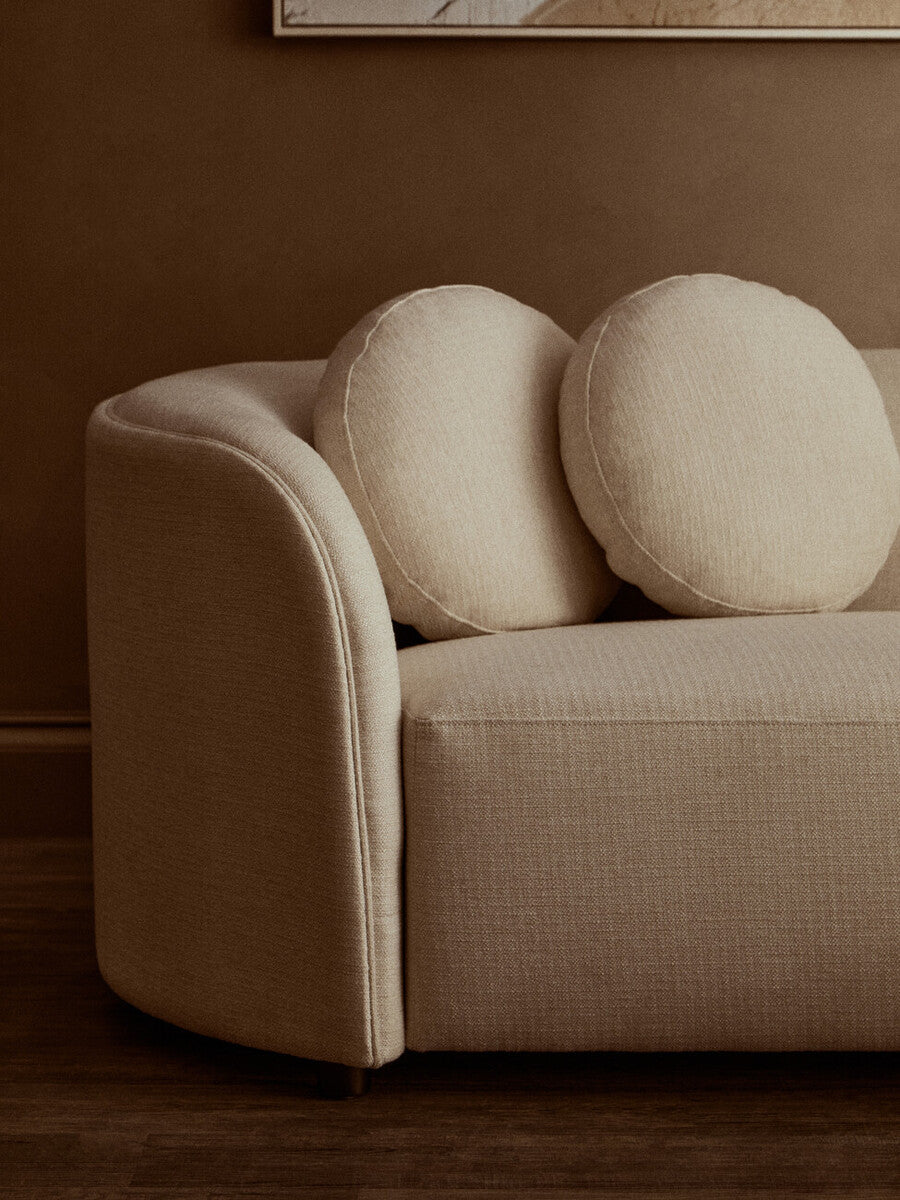 3 Seater Cream Linen Curved Sofa, Ovada