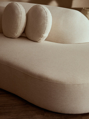 3 Seater Cream Linen Curved Sofa, Ovada