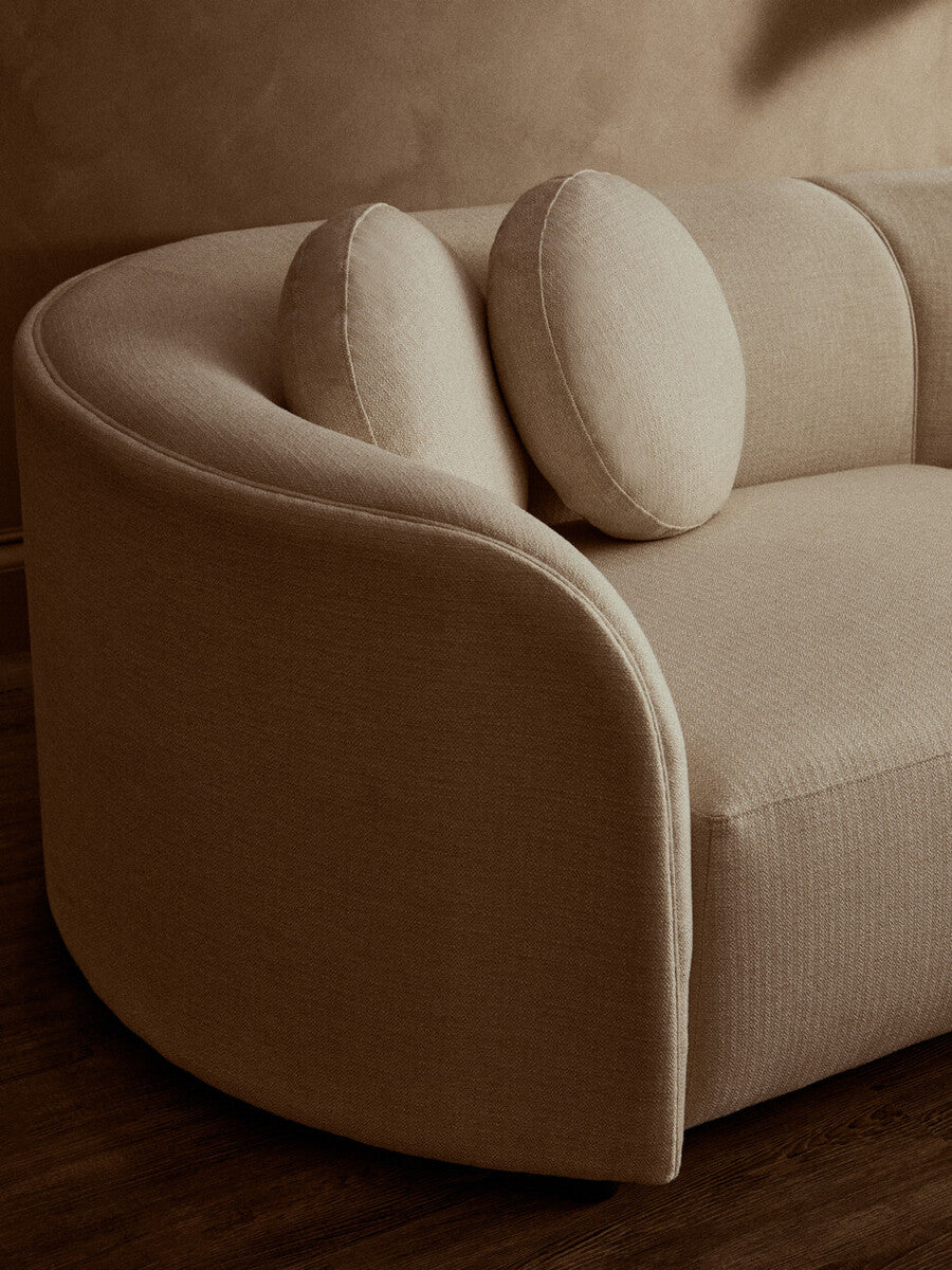 3 Seater Cream Linen Curved Sofa, Ovada