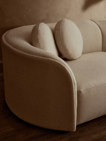 3 Seater Cream Linen Curved Sofa, Ovada