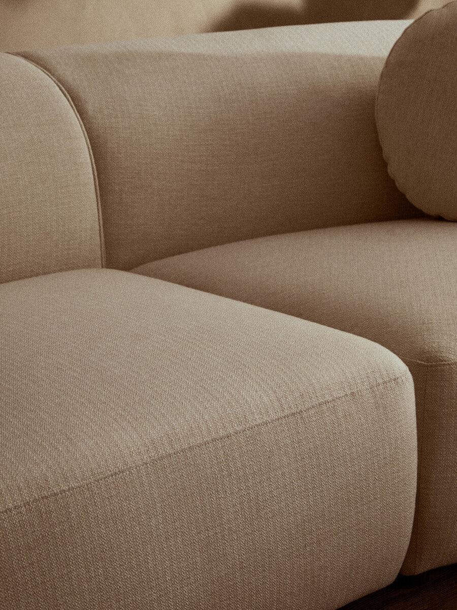 3 Seater Cream Linen Curved Sofa, Ovada