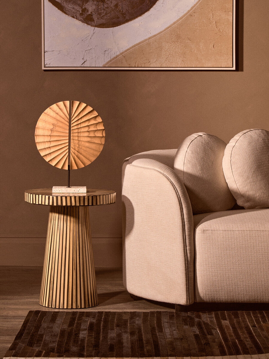 3 Seater Cream Linen Curved Sofa, Ovada