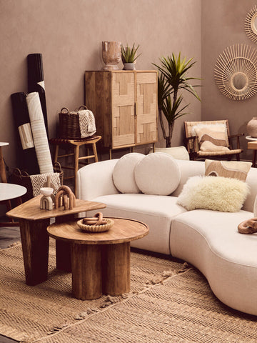 3 Seater Cream Linen Curved Sofa, Ovada