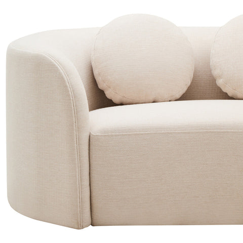 3 Seater Cream Linen Curved Sofa, Ovada