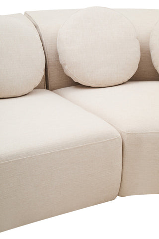 3 Seater Cream Linen Curved Sofa, Ovada