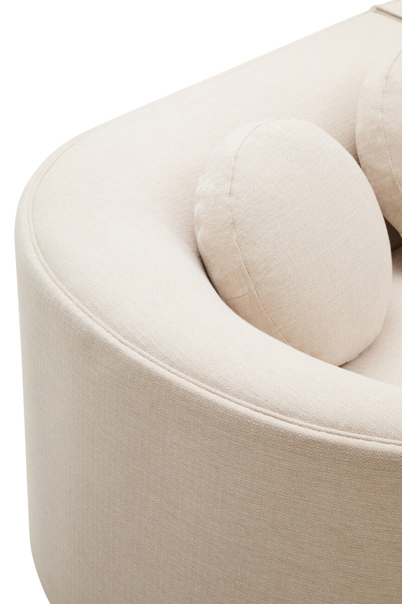 3 Seater Cream Linen Curved Sofa, Ovada