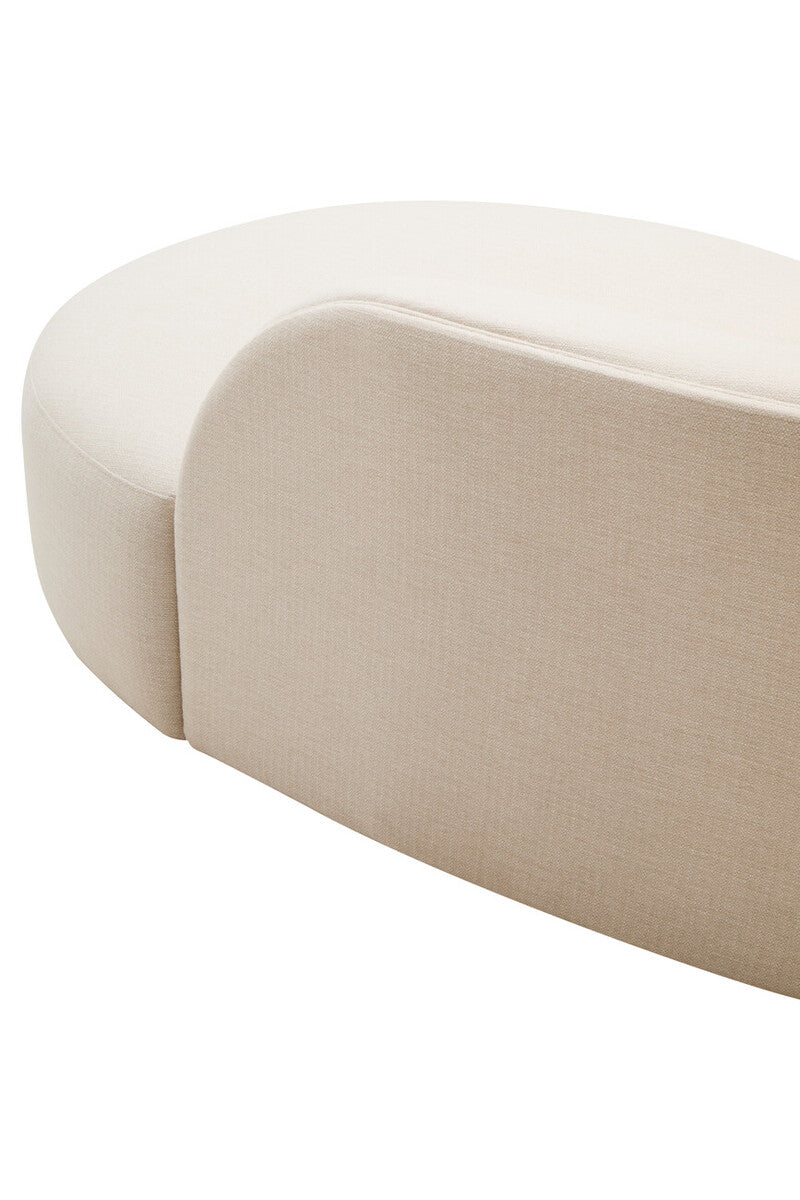 3 Seater Cream Linen Curved Sofa, Ovada