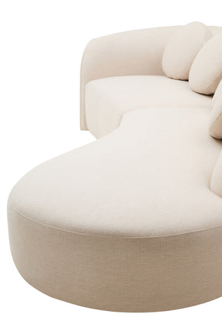 3 Seater Cream Linen Curved Sofa, Ovada