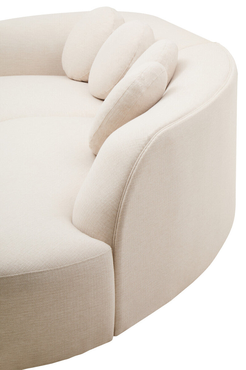 3 Seater Cream Linen Curved Sofa, Ovada