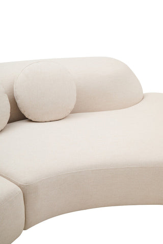3 Seater Cream Linen Curved Sofa, Ovada