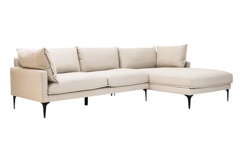 Troyes Cream Three Seat Right Chaise Sofa