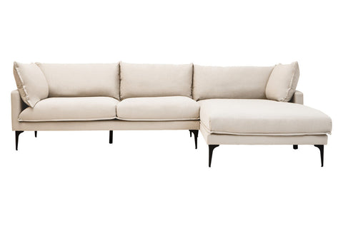 Troyes Cream Three Seat Right Chaise Sofa