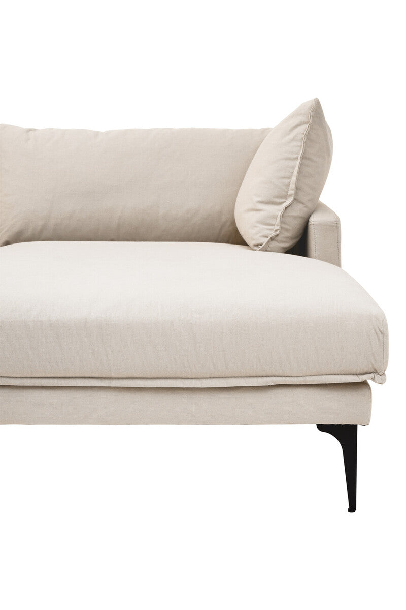 Troyes Cream Three Seat Right Chaise Sofa
