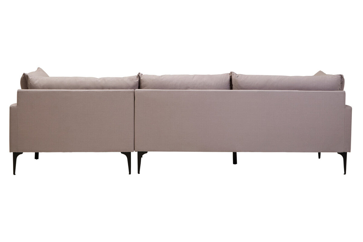 Troyes Grey Three Seat Right Chaise Sofa