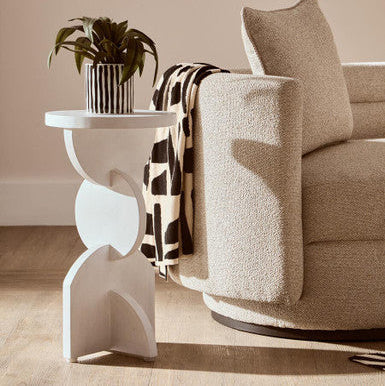 Walsa Whitewash Mango Wood Abstract Side Table