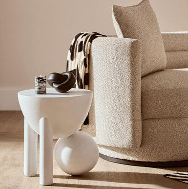 Walsa Whitewash Mango Wood Ball Detail Side Table