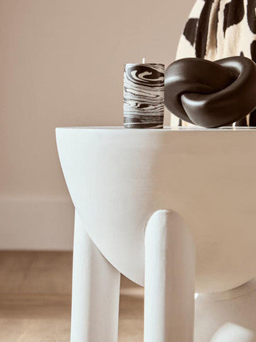 Walsa Whitewash Mango Wood Ball Detail Side Table