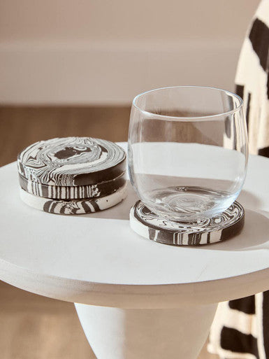 Walsa Whitewash Mango Wood Circle Column Detail Side Table