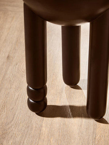 Walsa Black Finish Mango Wood Column Detail Round Side Table
