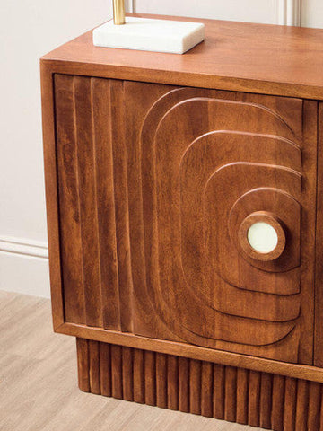 Sangar Two Door Mango Wood Carved Design Sideboard