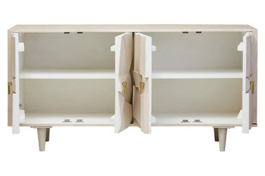 Sita Four Door Mango Wood Abstract Design Sideboard