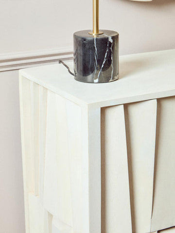 Sita Two Door Whitewash Mango Wood Abstract Cabinet